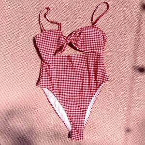 Gingham Swim/body Suit With Removal Straps